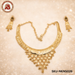 Traditional Antique Gold Plated Floral Choker Necklace Set with Earrings – Indian Ethnic Jewellery for Saree & Festive Wear