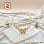 Lakshmi Devi Temple Jewelry Chain with Pearl Drops