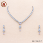 Shimmering American Diamond Silver-Plated Necklace with Rose Pink Stone Drop