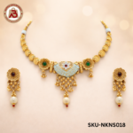Traditional Antique Gold Coin Chain Necklace with Designer Pendant & Matching Earrings