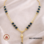 Traditional Black Beads Gold-Finish Chain with Elegant Tassel Pendant