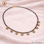 Floral Black Beads Mangalsutra with Gold-Tone Flower Charms
