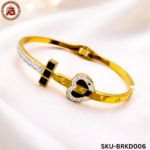 Gold-Tone Crystal Heart Designer Bracelet for Women