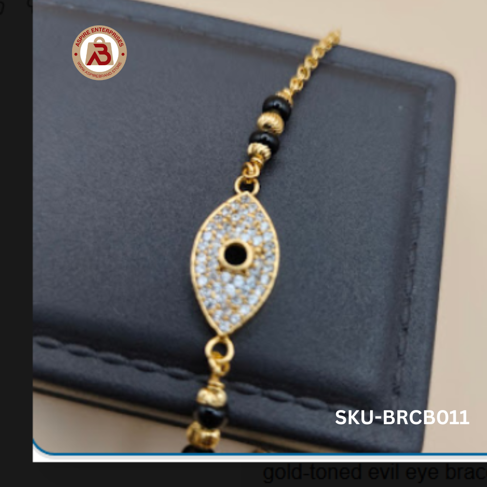 Elegant Gold-Tone Black Beads Bracelet