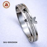 Silver-Tone Butterfly Crystal Chain Bracelet for Women